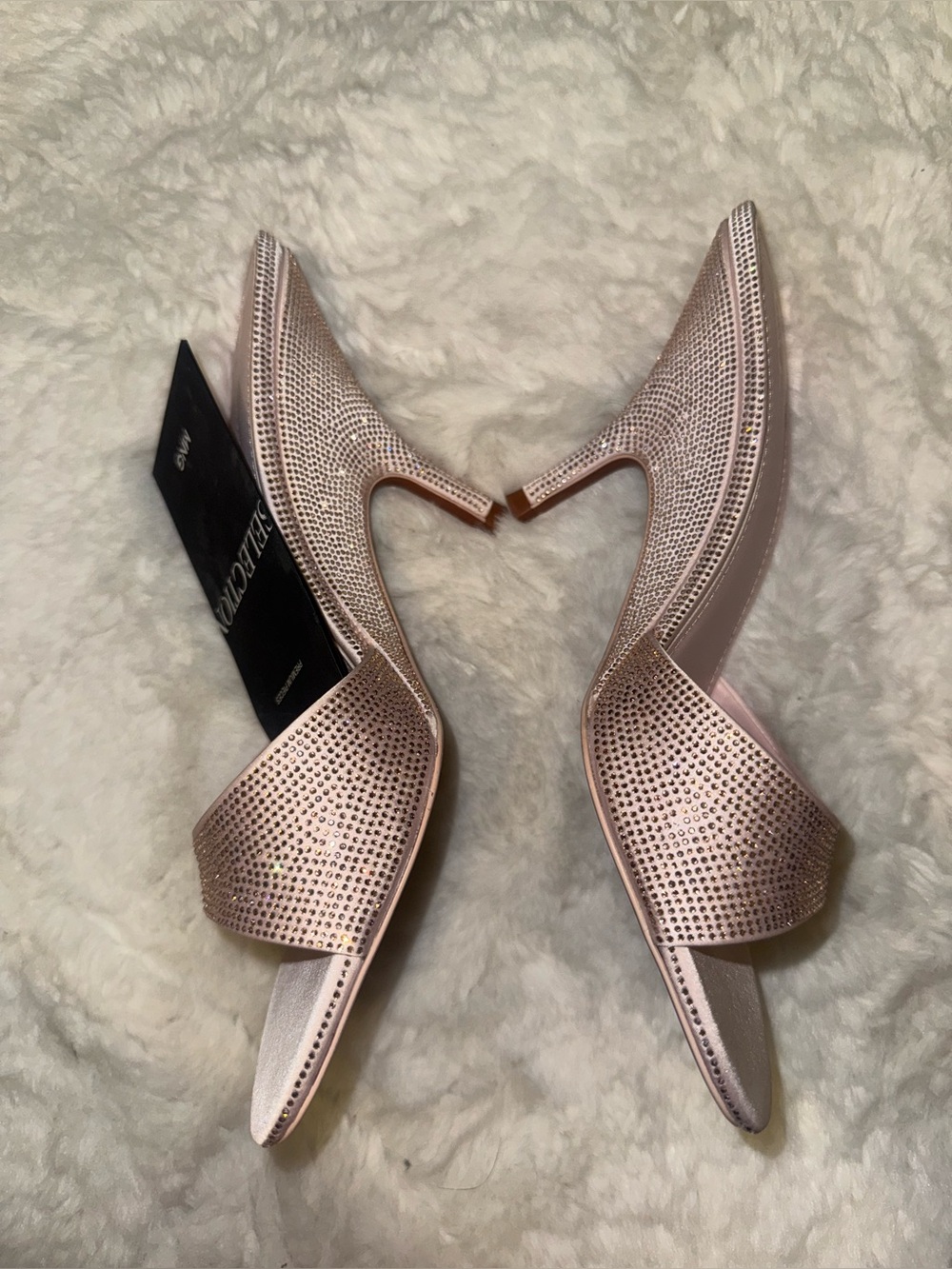 MANGO (LIMITED EDITION) pink crystal mule heels (size 38-US 8)